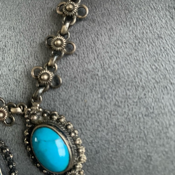Vintage Rare Egyptian Silver and Turquoise Necklace - Picture 5 of 8